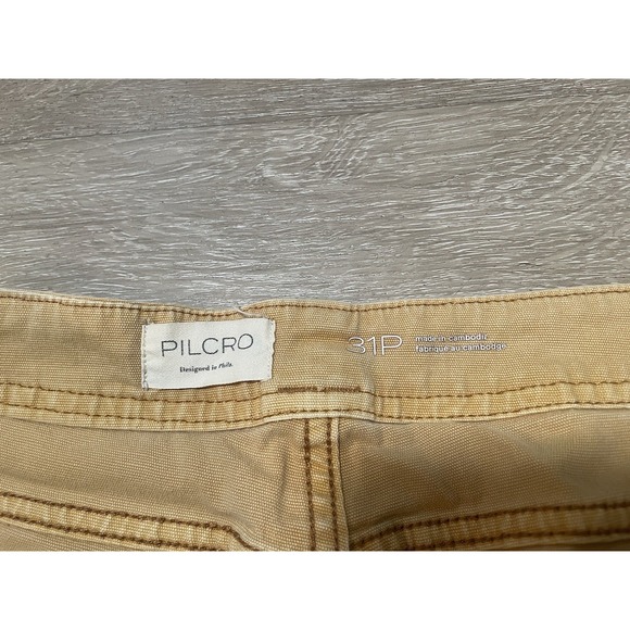 PILCRO Anthropologie Women's Sz 31P Brown Straight Leg Utility Pants Crop Chino - Picture 3 of 8